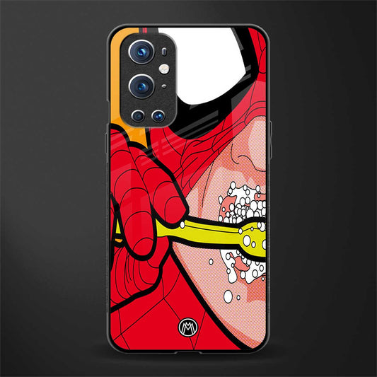 brushing spiderman glass case for oneplus 9 pro image