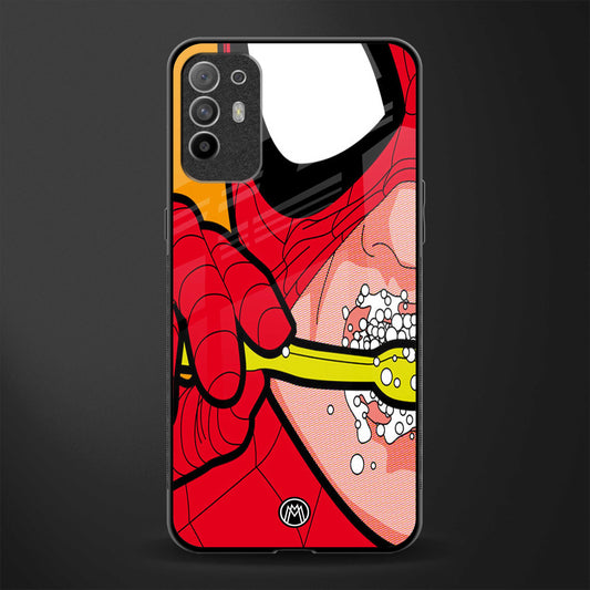 brushing spiderman glass case for oppo f19 pro plus image
