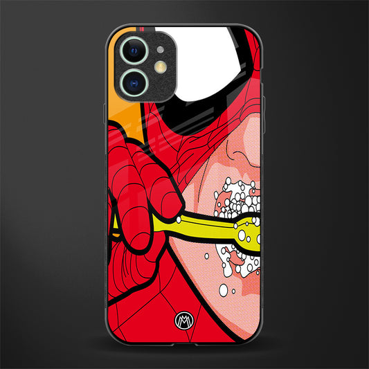 brushing spiderman glass case for iphone 12 mini image