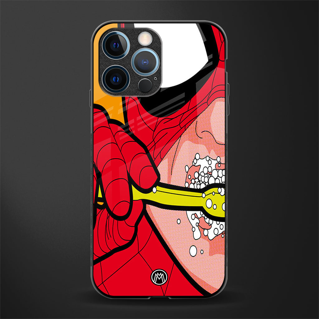 brushing spiderman glass case for iphone 12 pro image
