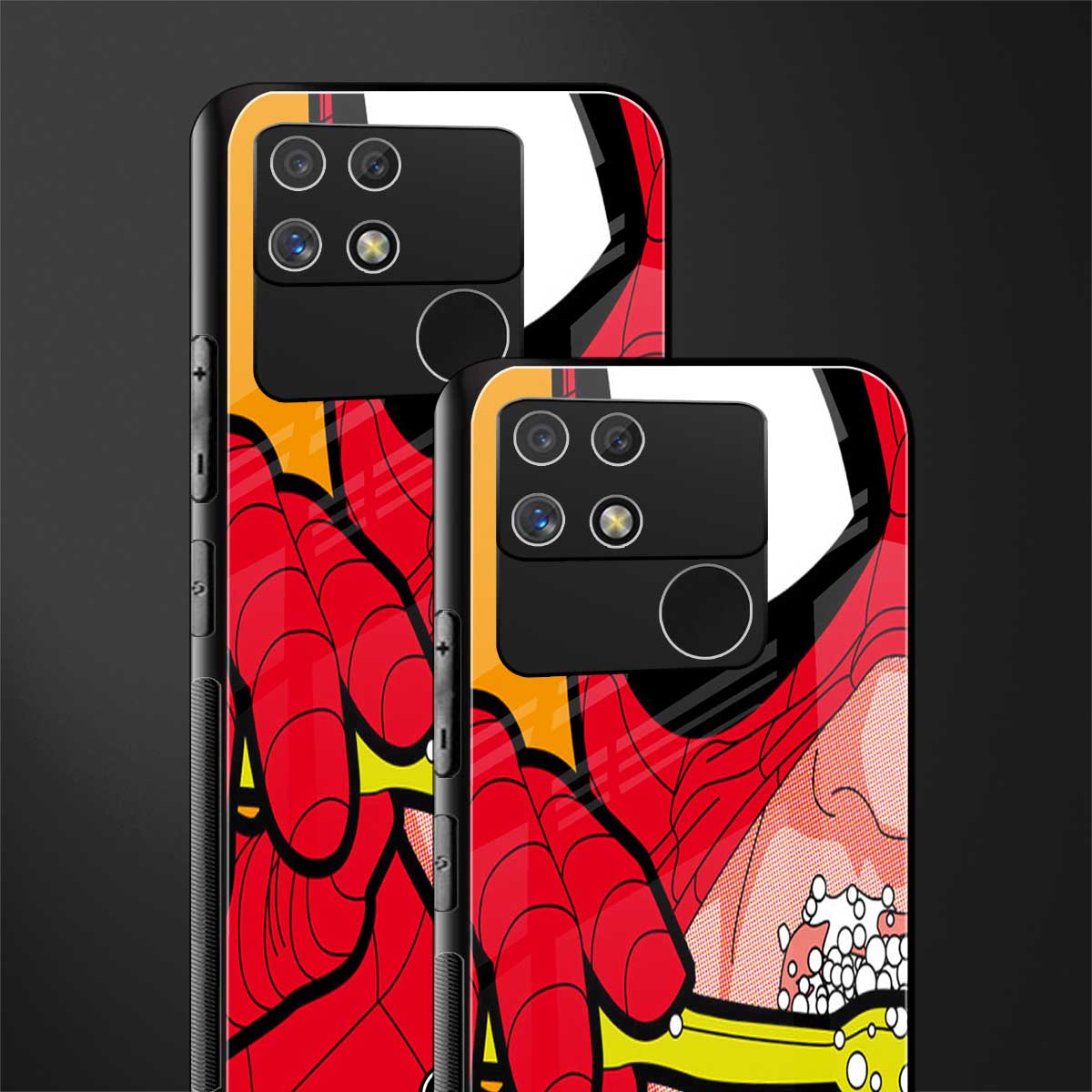 brushing spiderman back phone cover | glass case for realme narzo 50a