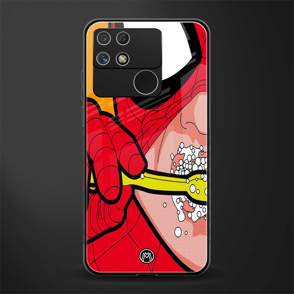 brushing spiderman back phone cover | glass case for realme narzo 50a