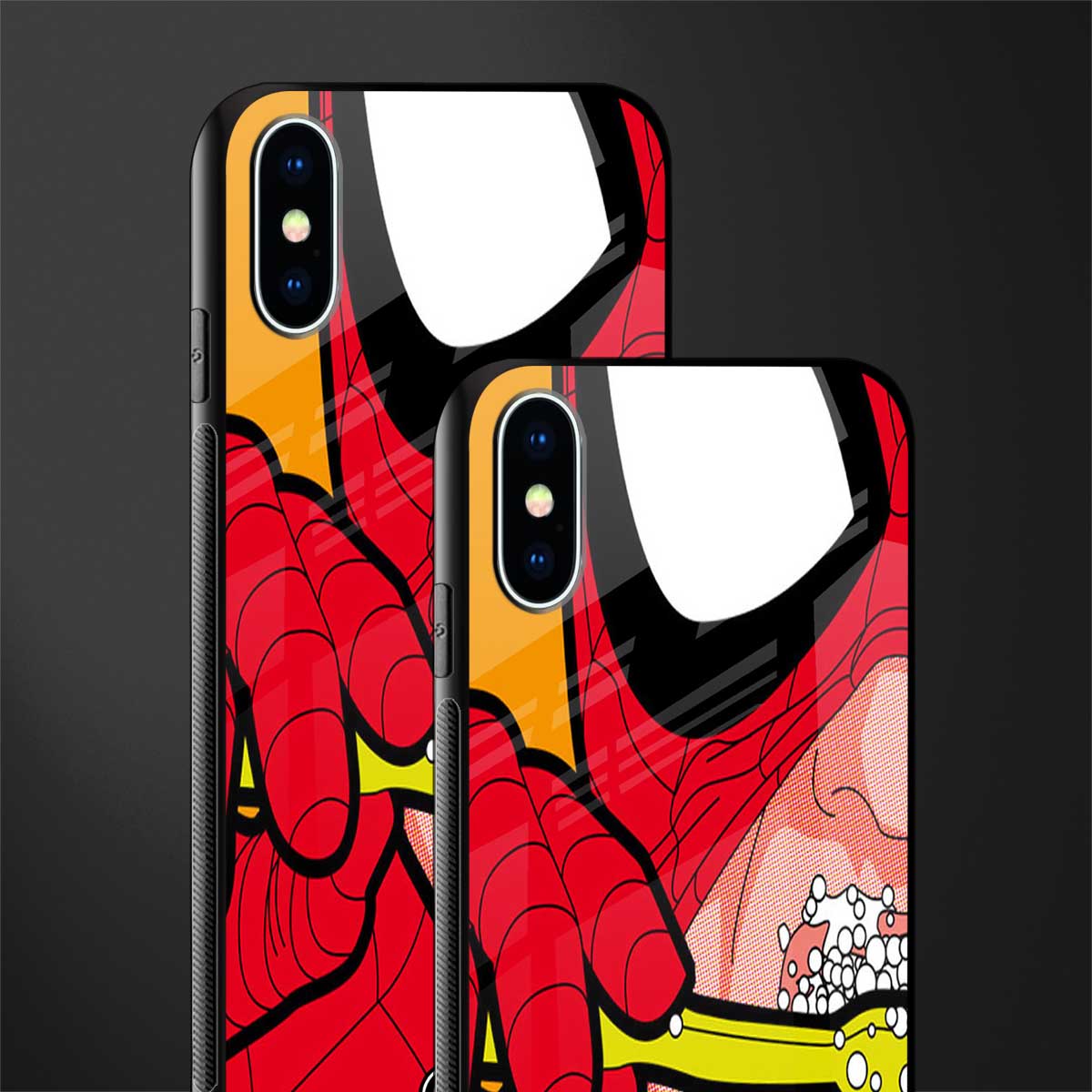 brushing spiderman glass case for iphone xs image-2