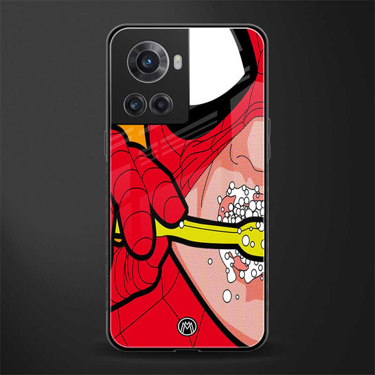 brushing spiderman back phone cover | glass case for oneplus 10r 5g