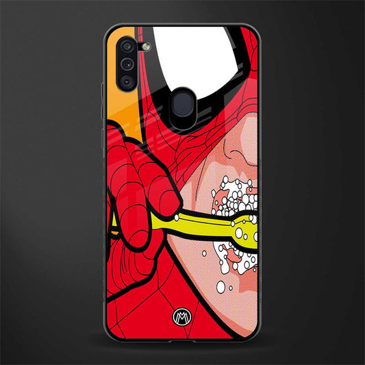 brushing spiderman glass case for samsung a11 image