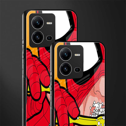 brushing spiderman back phone cover | glass case for vivo v25-5g