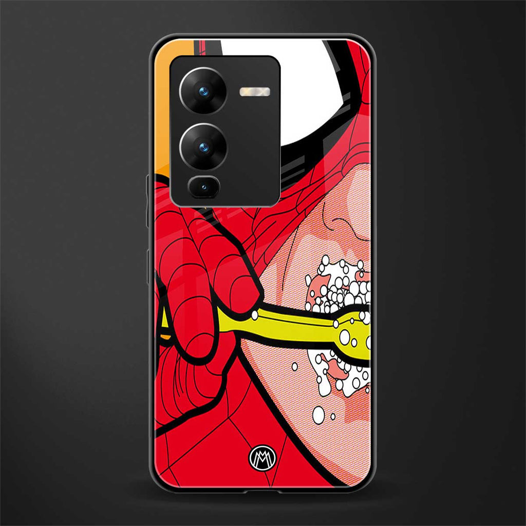 brushing spiderman back phone cover | glass case for vivo v25 pro 5g