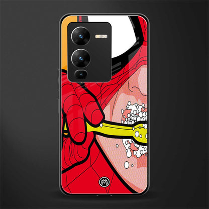 brushing spiderman back phone cover | glass case for vivo v25 pro 5g