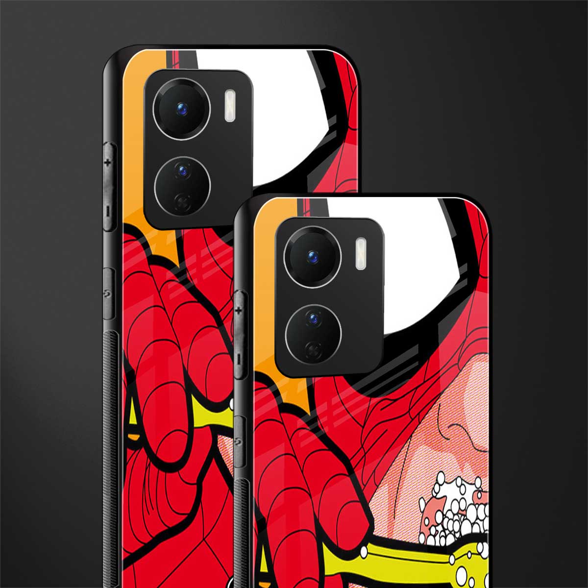 brushing spiderman back phone cover | glass case for vivo y16