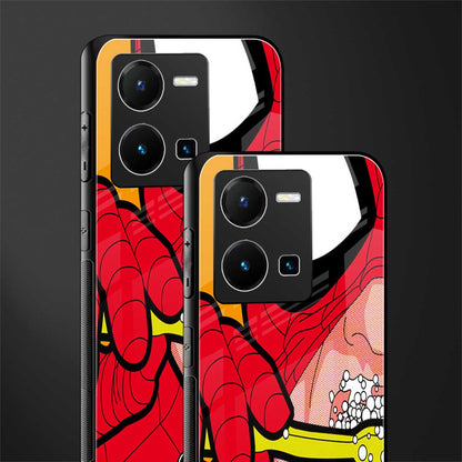 brushing spiderman back phone cover | glass case for vivo y35 4g