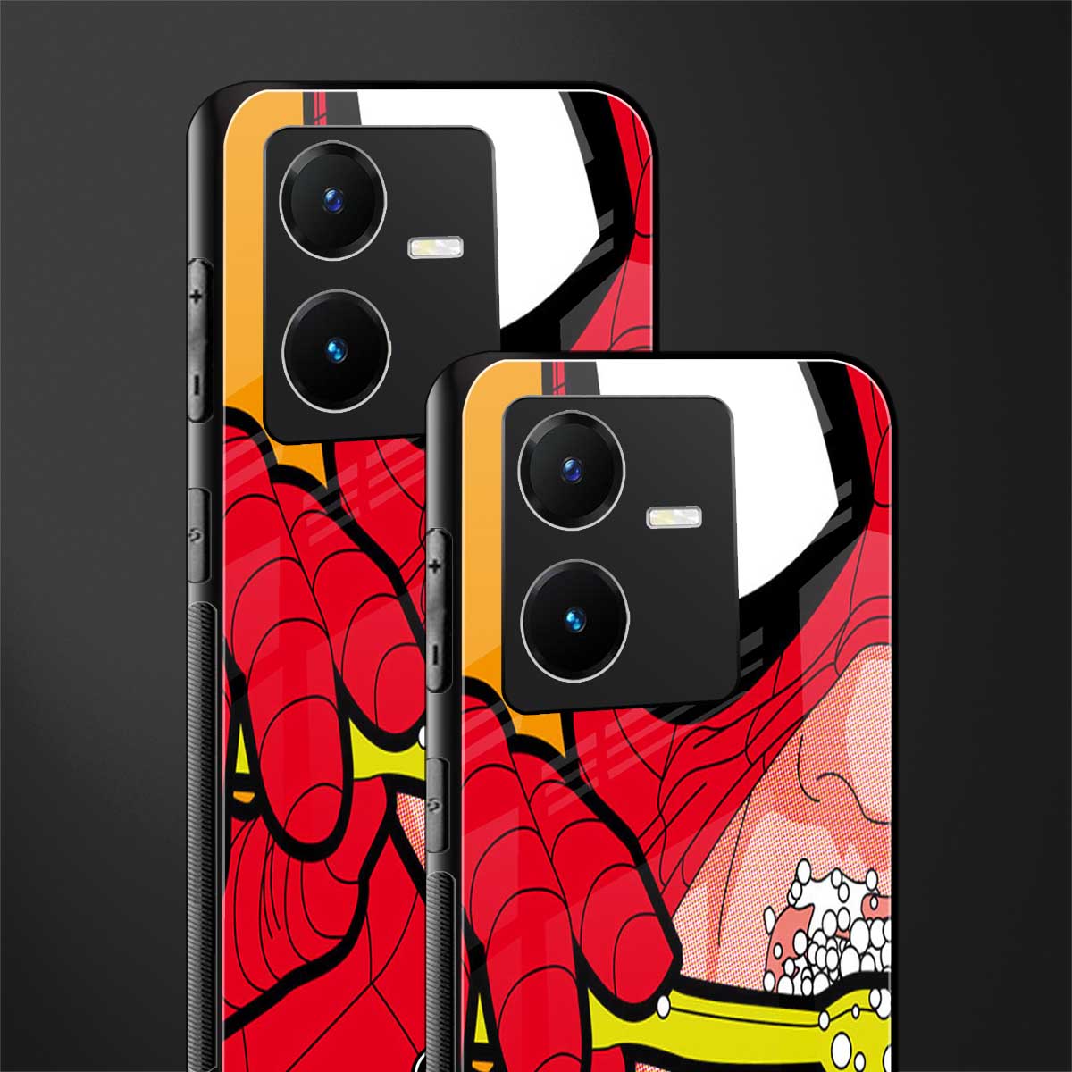 brushing spiderman back phone cover | glass case for vivo y22