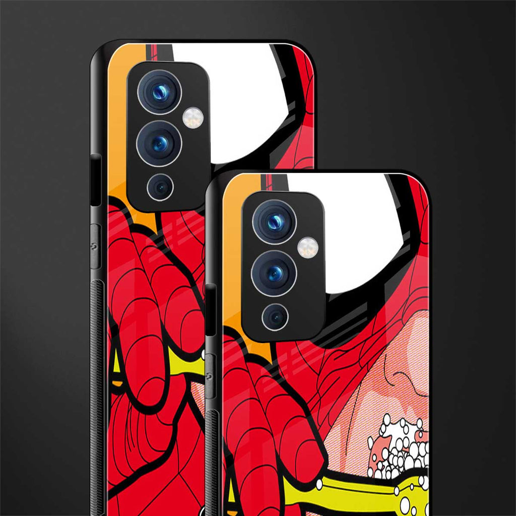 brushing spiderman back phone cover | glass case for oneplus 9
