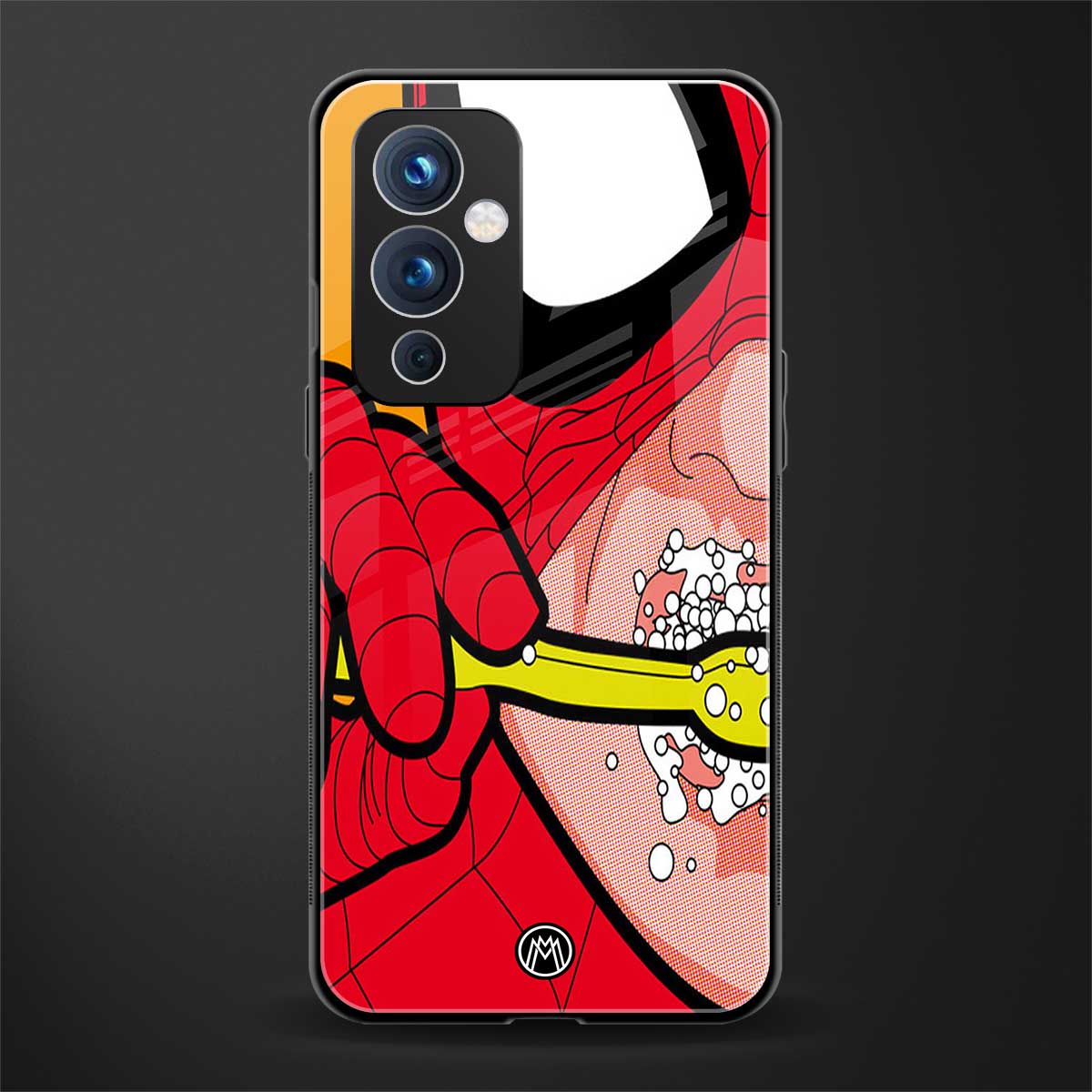 brushing spiderman back phone cover | glass case for oneplus 9