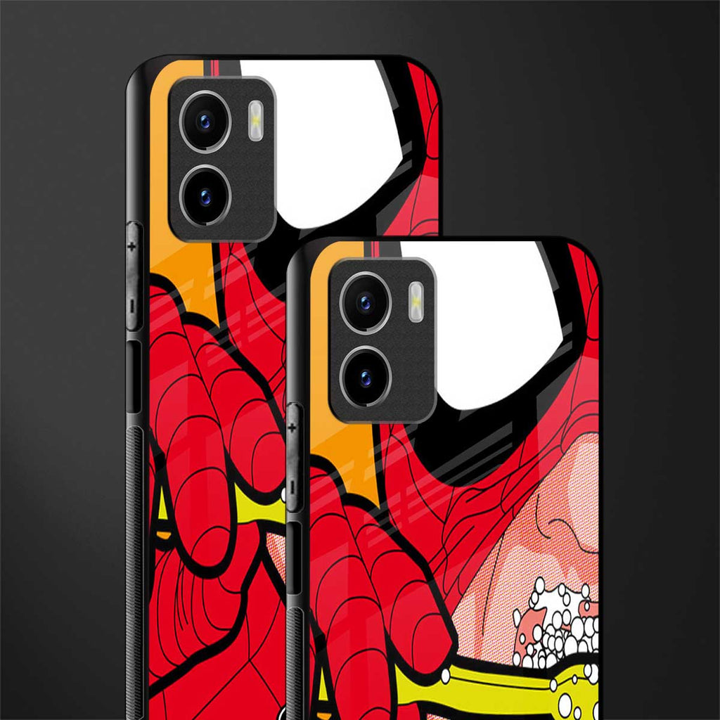 brushing spiderman back phone cover | glass case for vivo y72