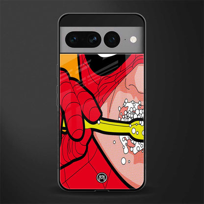 brushing spiderman back phone cover | glass case for google pixel 7 pro