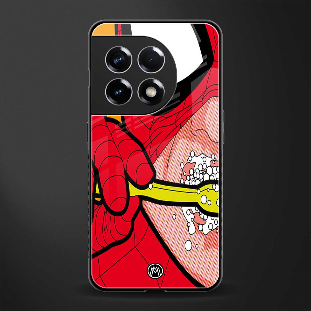 brushing spiderman back phone cover | glass case for oneplus 11r