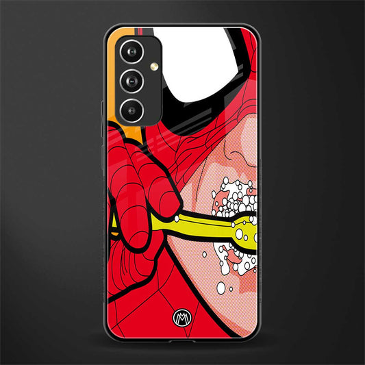 brushing spiderman back phone cover | glass case for samsung galaxy a54 5g