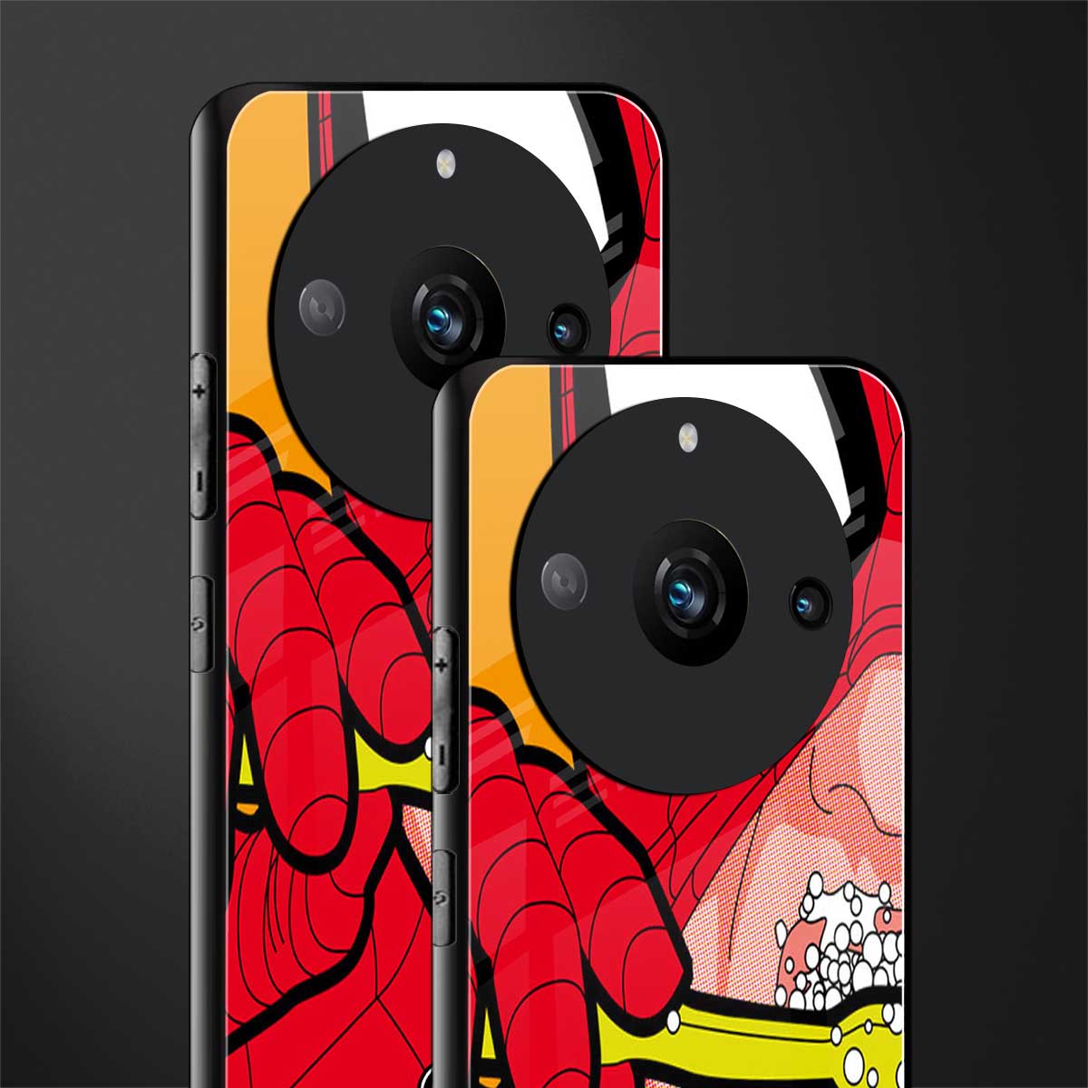 brushing spiderman back phone cover | glass case for realme 11 pro 5g
