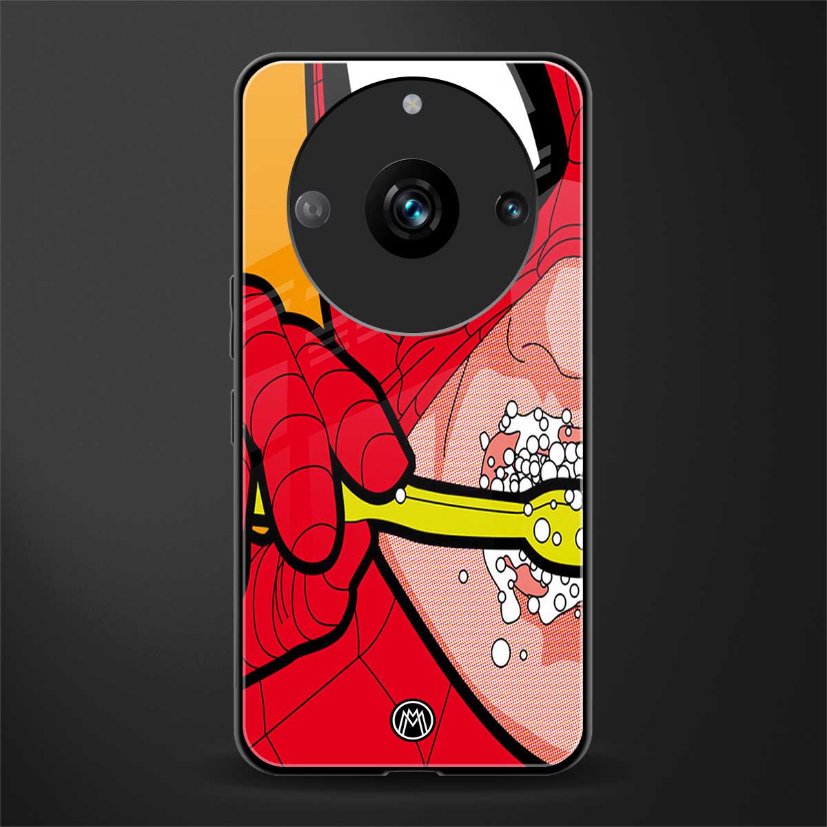 brushing spiderman back phone cover | glass case for realme 11 pro 5g