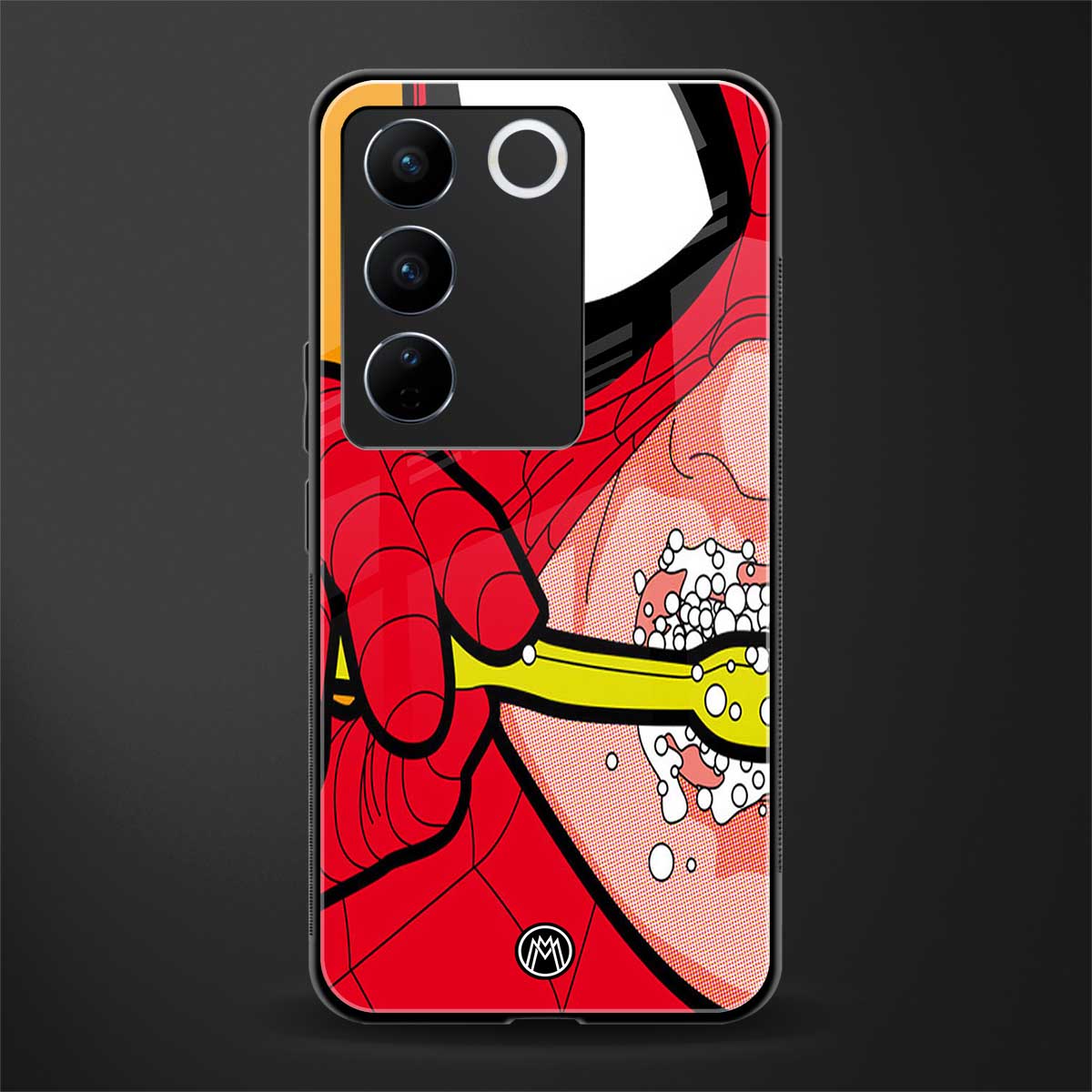 brushing spiderman back phone cover | glass case for vivo v27 pro 5g