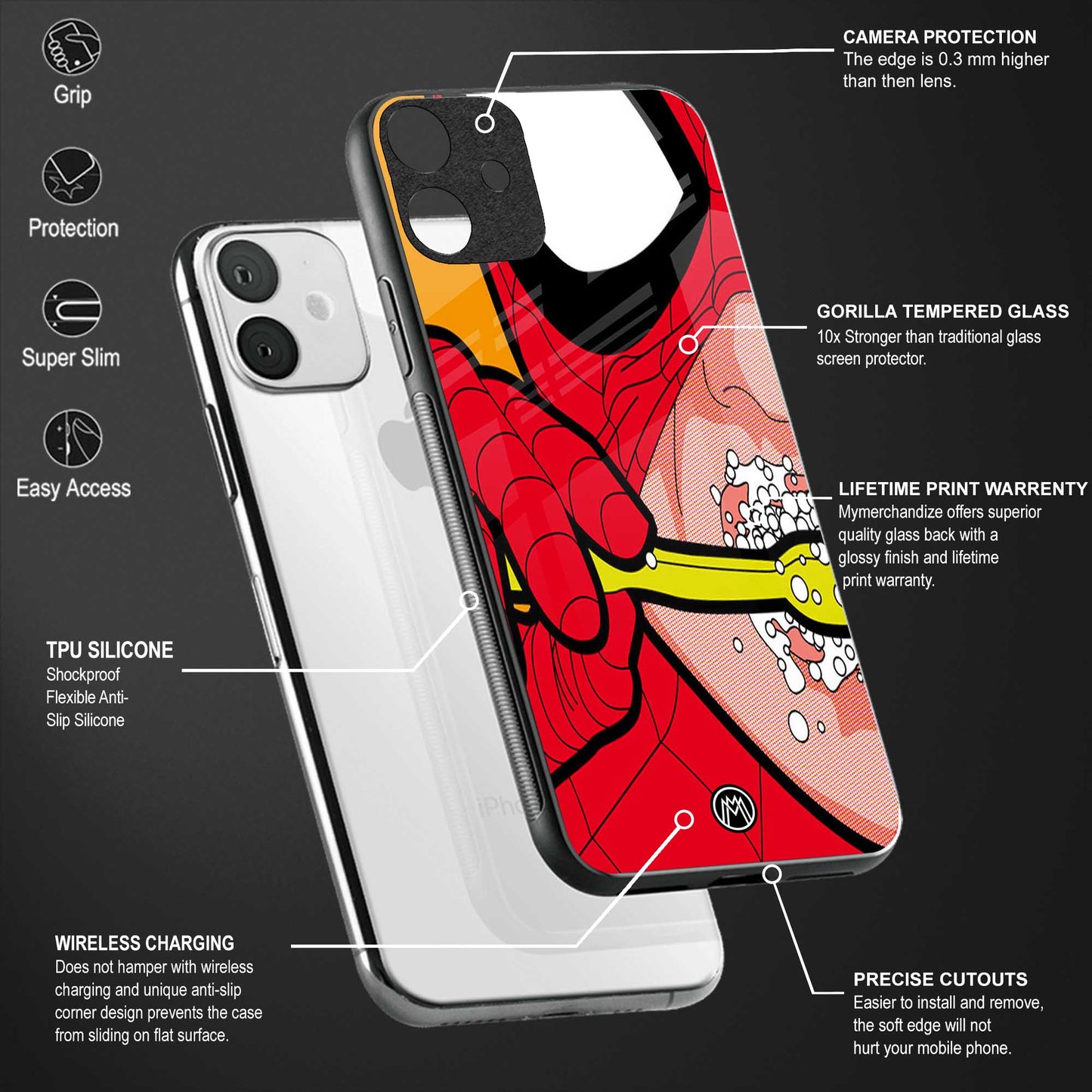 brushing spiderman glass case for vivo v19 image-4