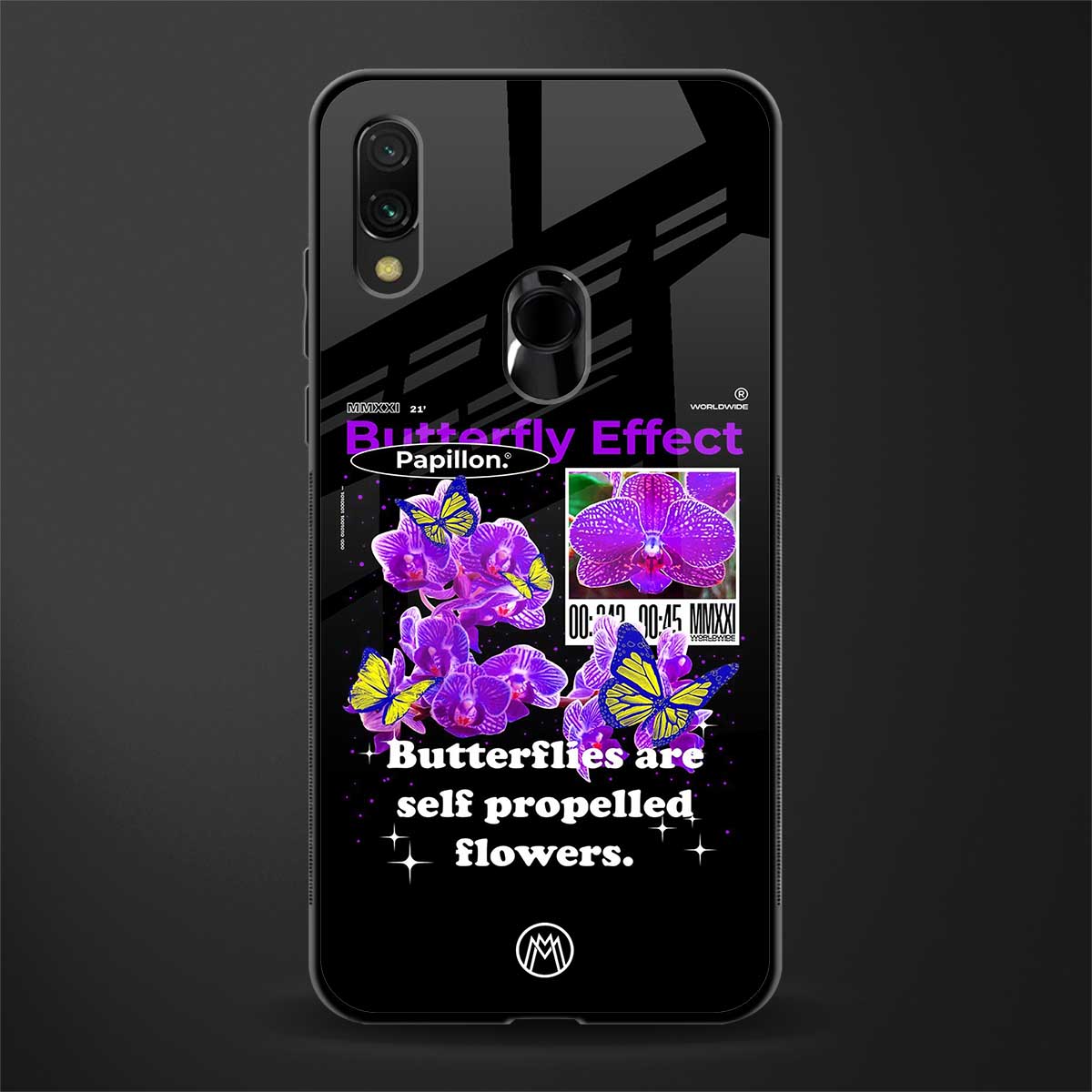 butterfly effect glass case for redmi note 7 pro image