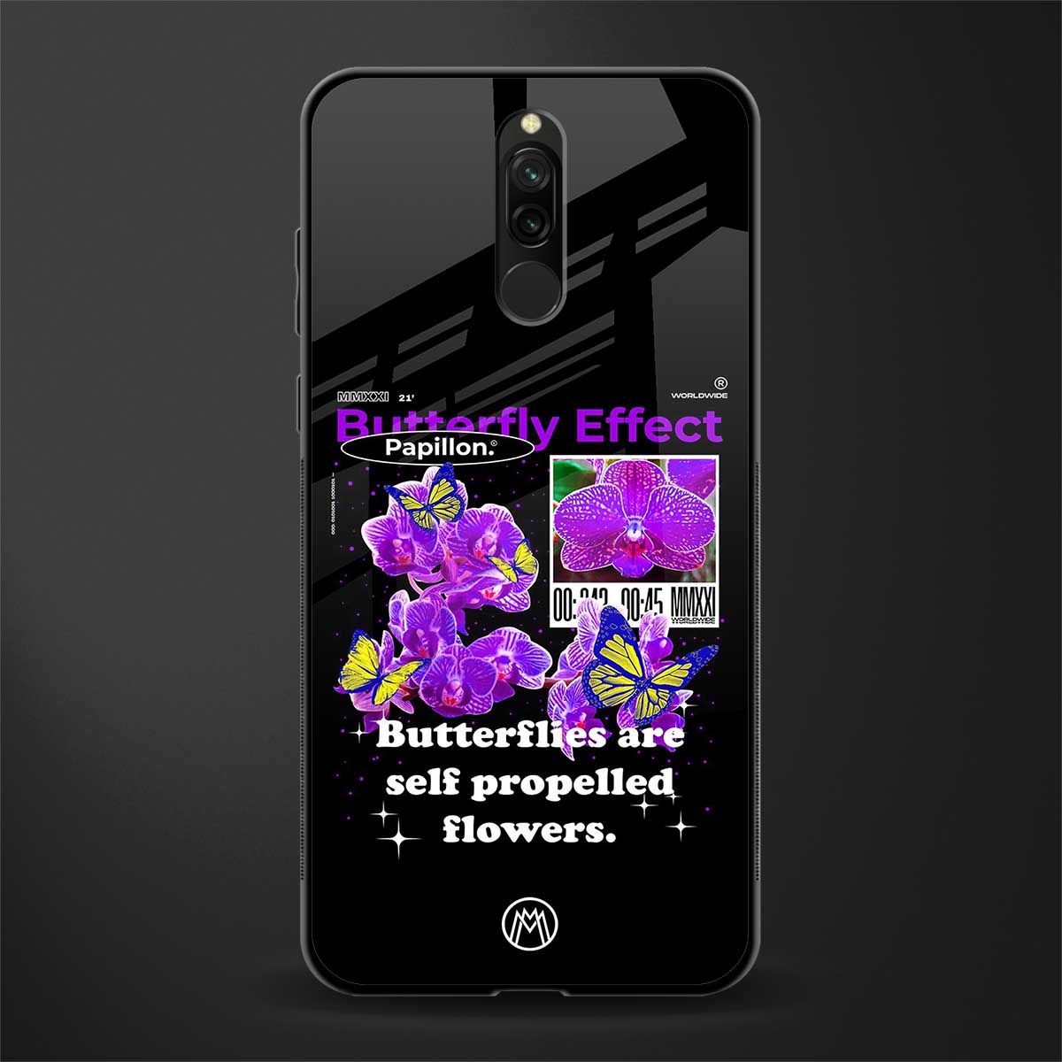 butterfly effect glass case for redmi 8 image