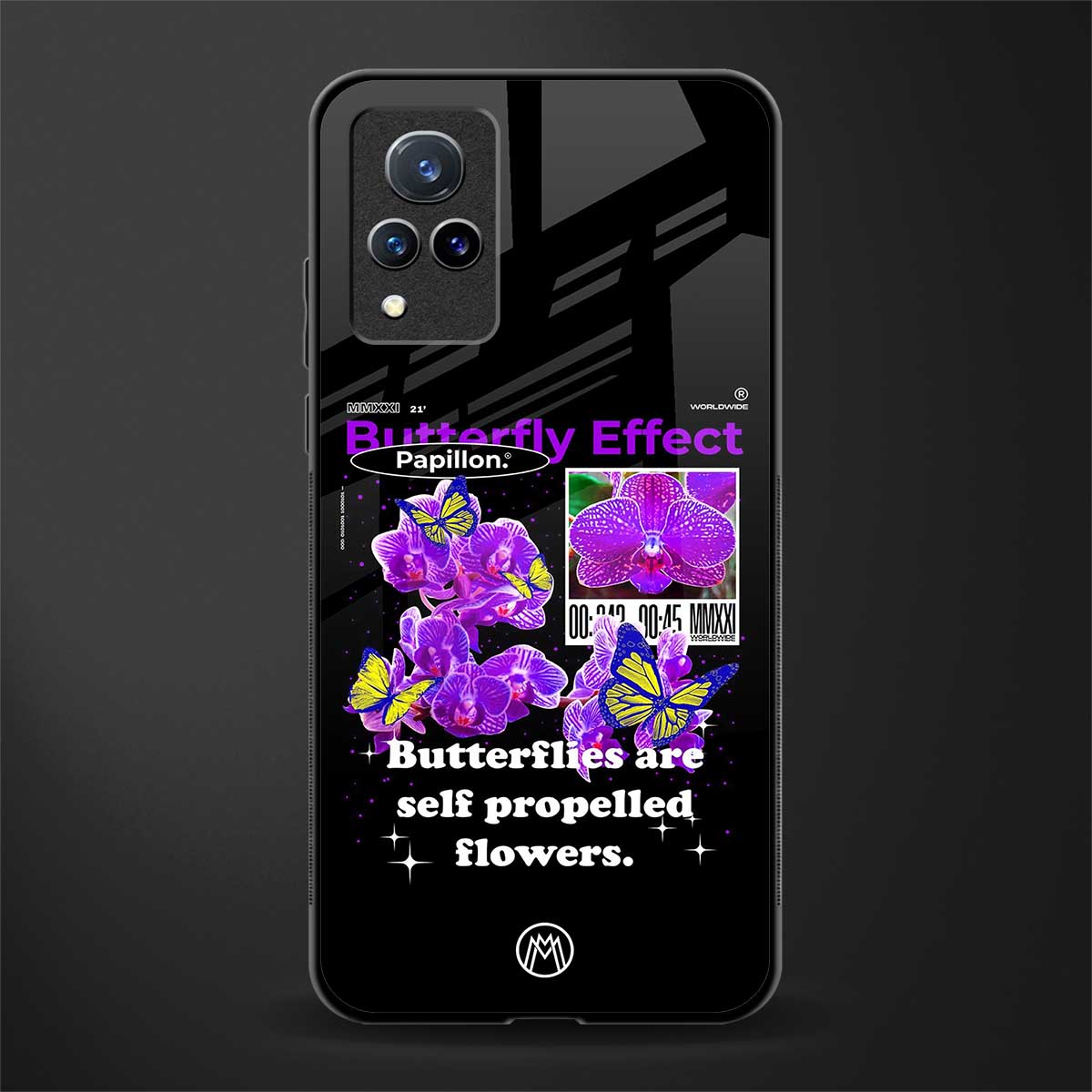 butterfly effect glass case for vivo v21 5g image