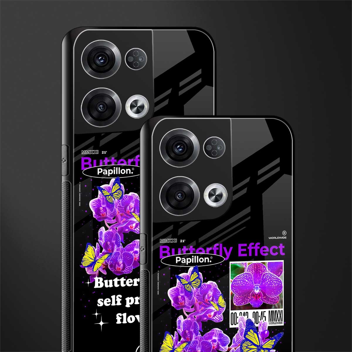 butterfly effect back phone cover | glass case for oppo reno 8