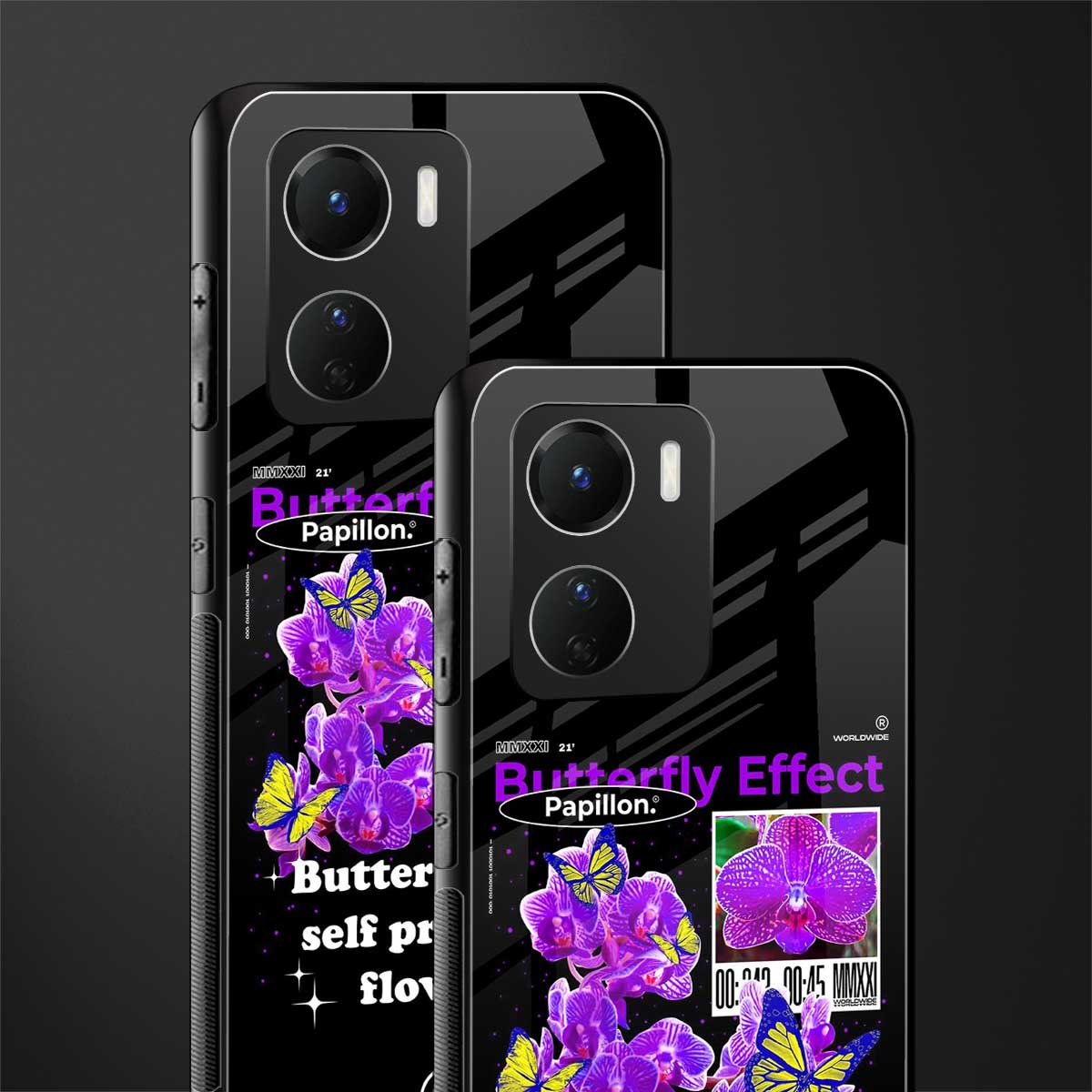 butterfly effect back phone cover | glass case for vivo y16