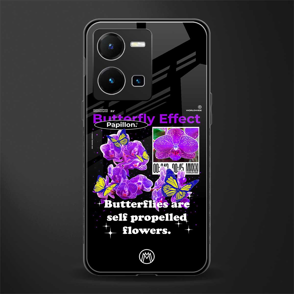 butterfly effect back phone cover | glass case for vivo y35 4g