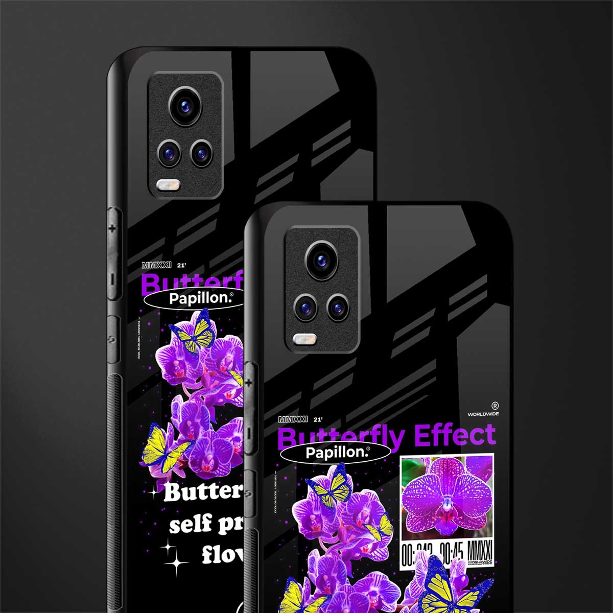 butterfly effect back phone cover | glass case for vivo v21e 4g