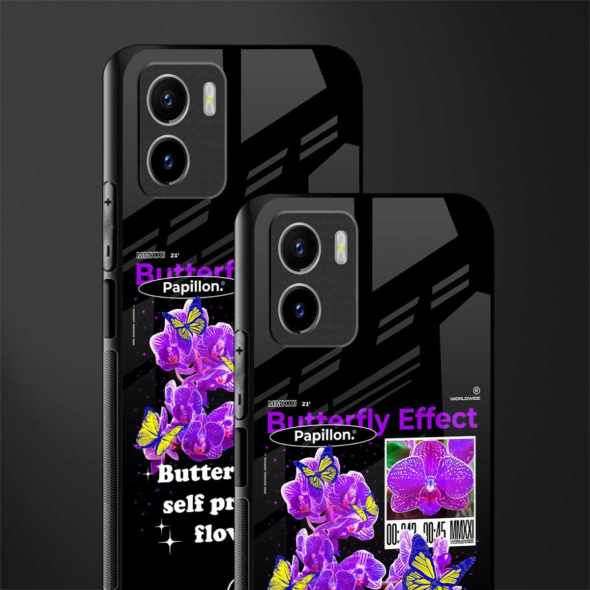 butterfly effect back phone cover | glass case for vivo y72