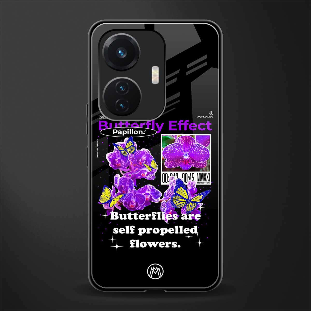 butterfly effect back phone cover | glass case for vivo t1 44w 4g