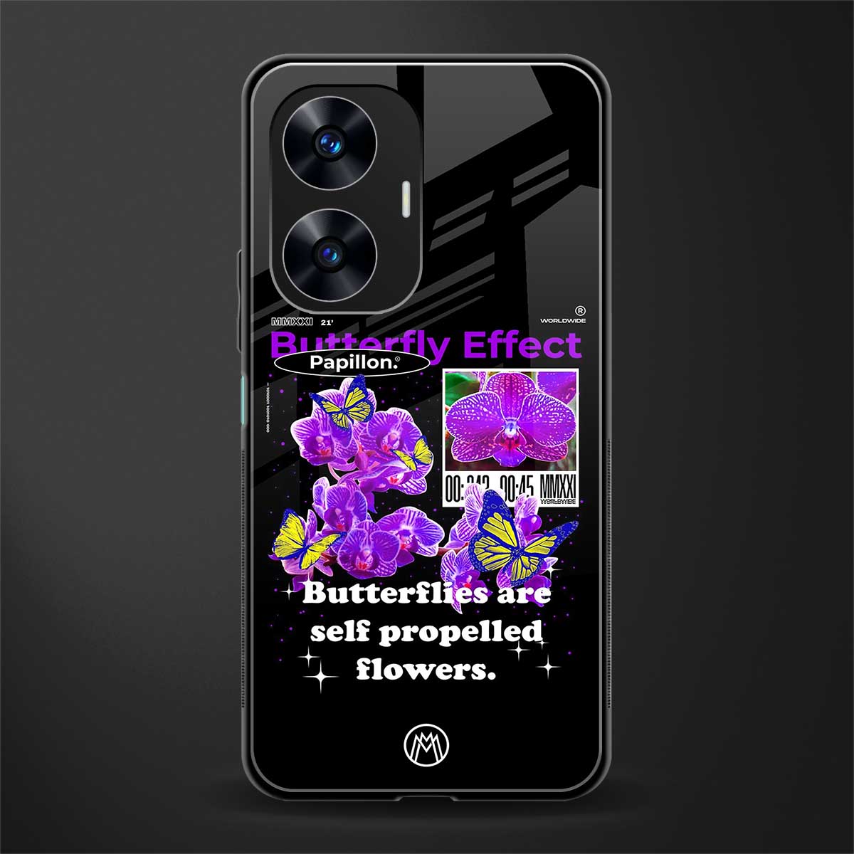 butterfly effect back phone cover | glass case for realme c55