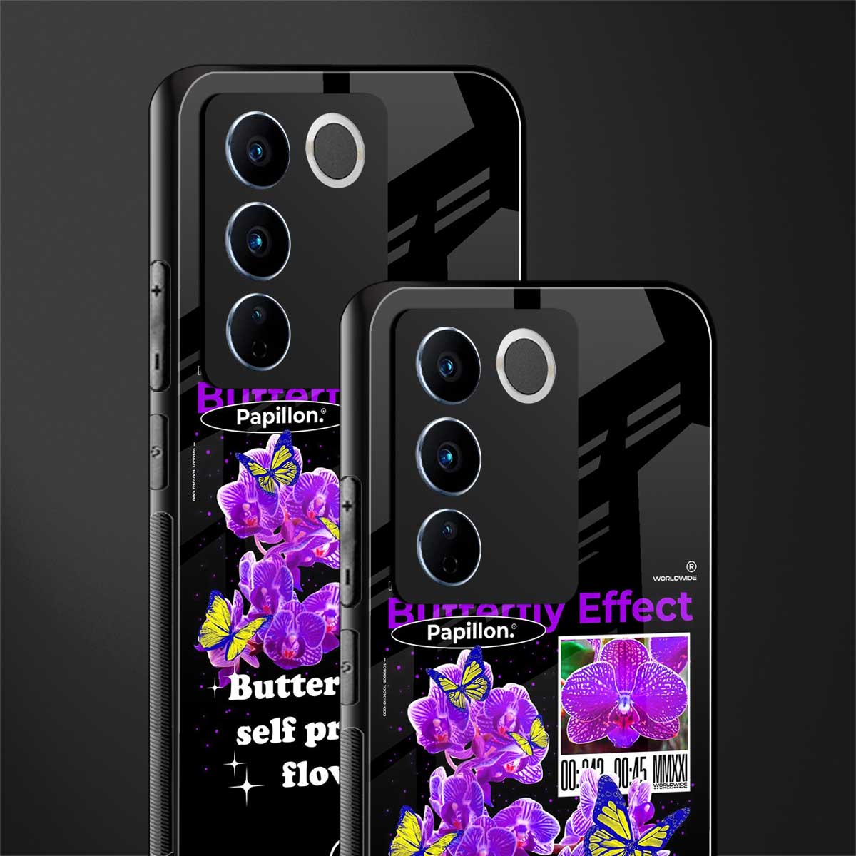 butterfly effect back phone cover | glass case for vivo v27 pro 5g