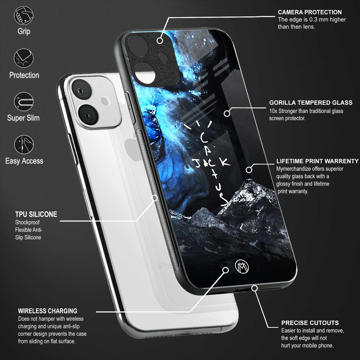 cactus jack travis scott back phone cover | glass case for realme narzo 50a