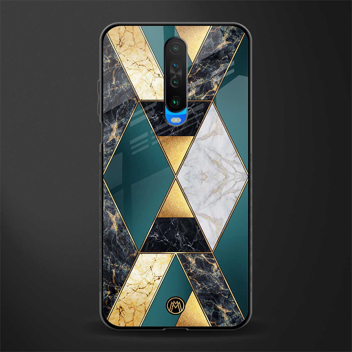 cadmium gold marble glass case for poco x2 image