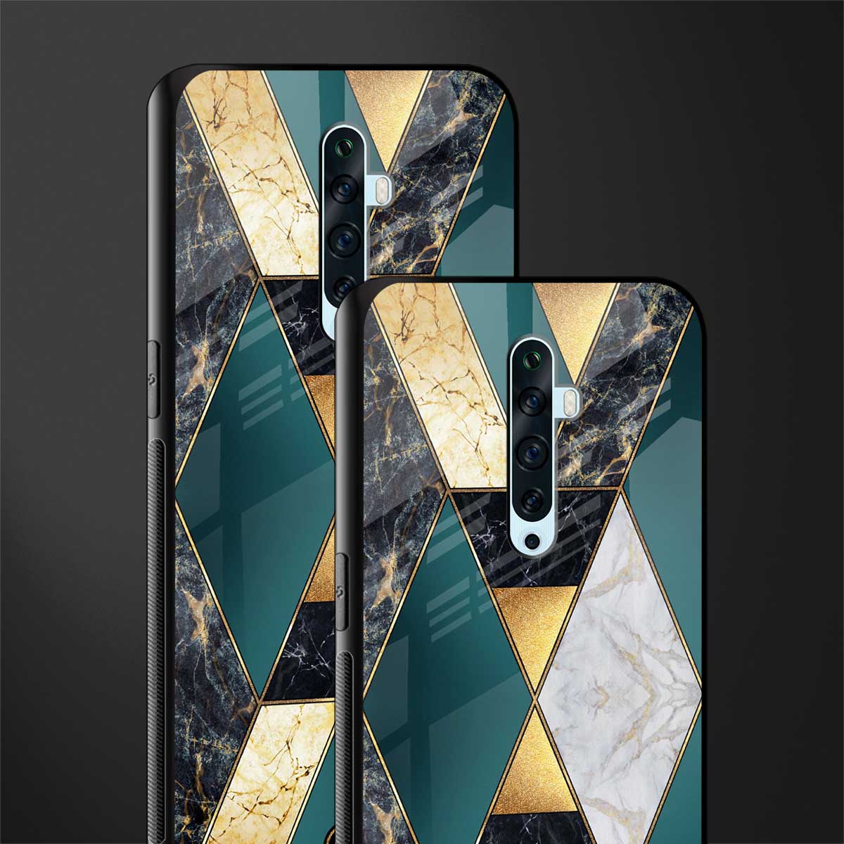 cadmium gold marble glass case for oppo reno 2f image-2