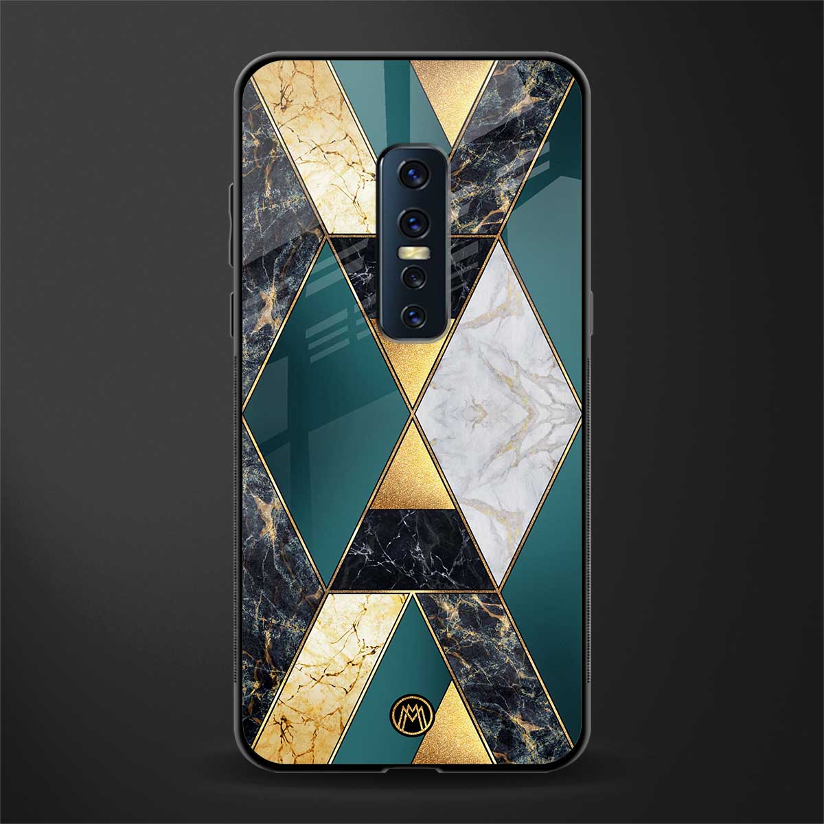 cadmium gold marble glass case for vivo v17 pro image