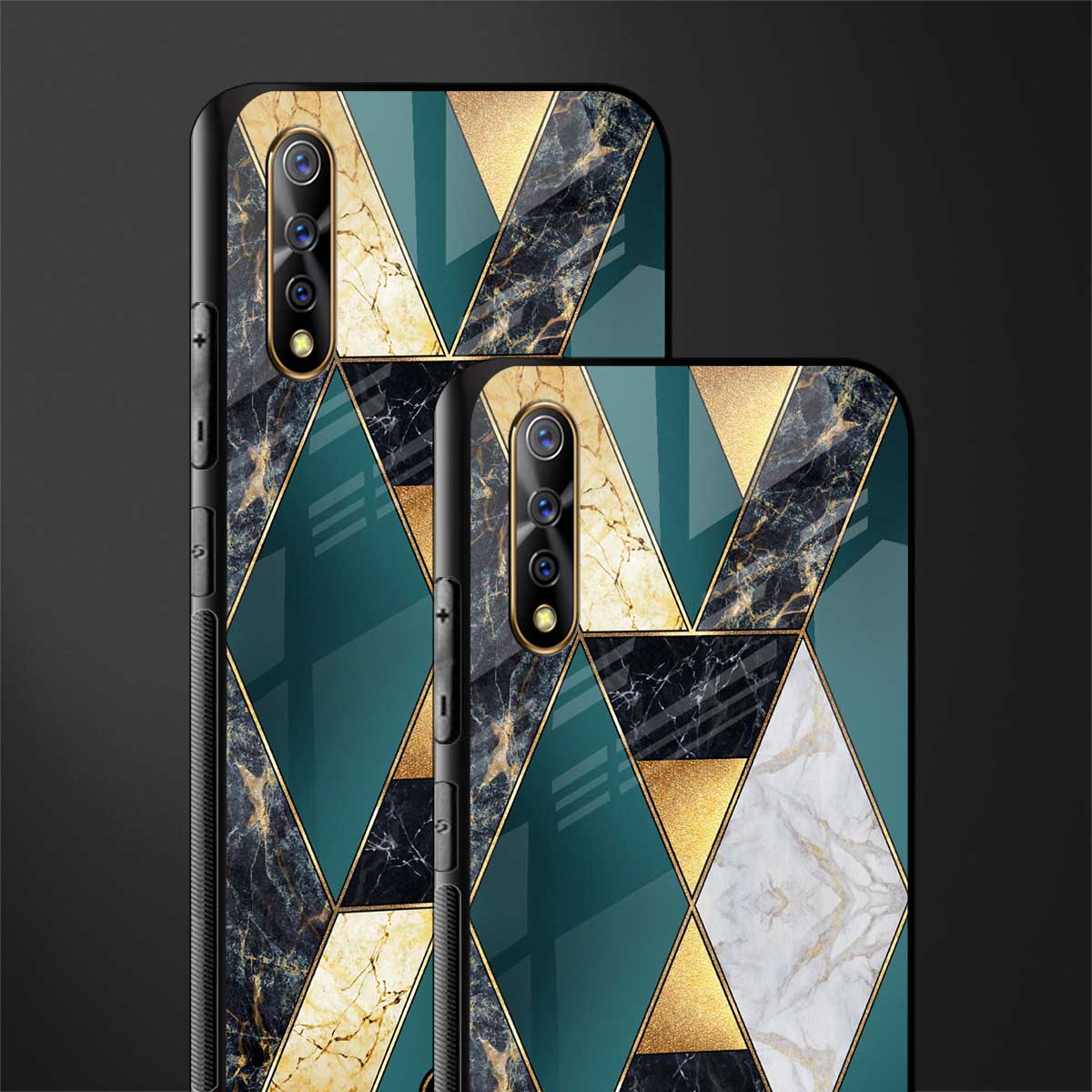 cadmium gold marble glass case for vivo s1 image-2