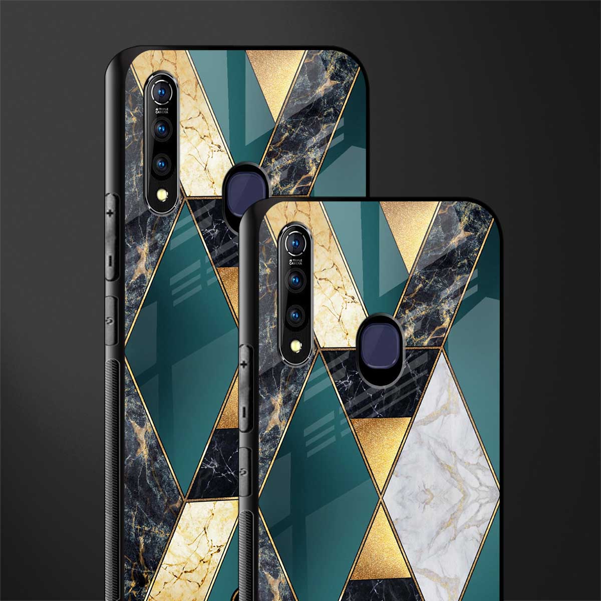 cadmium gold marble glass case for vivo z1 pro image-2