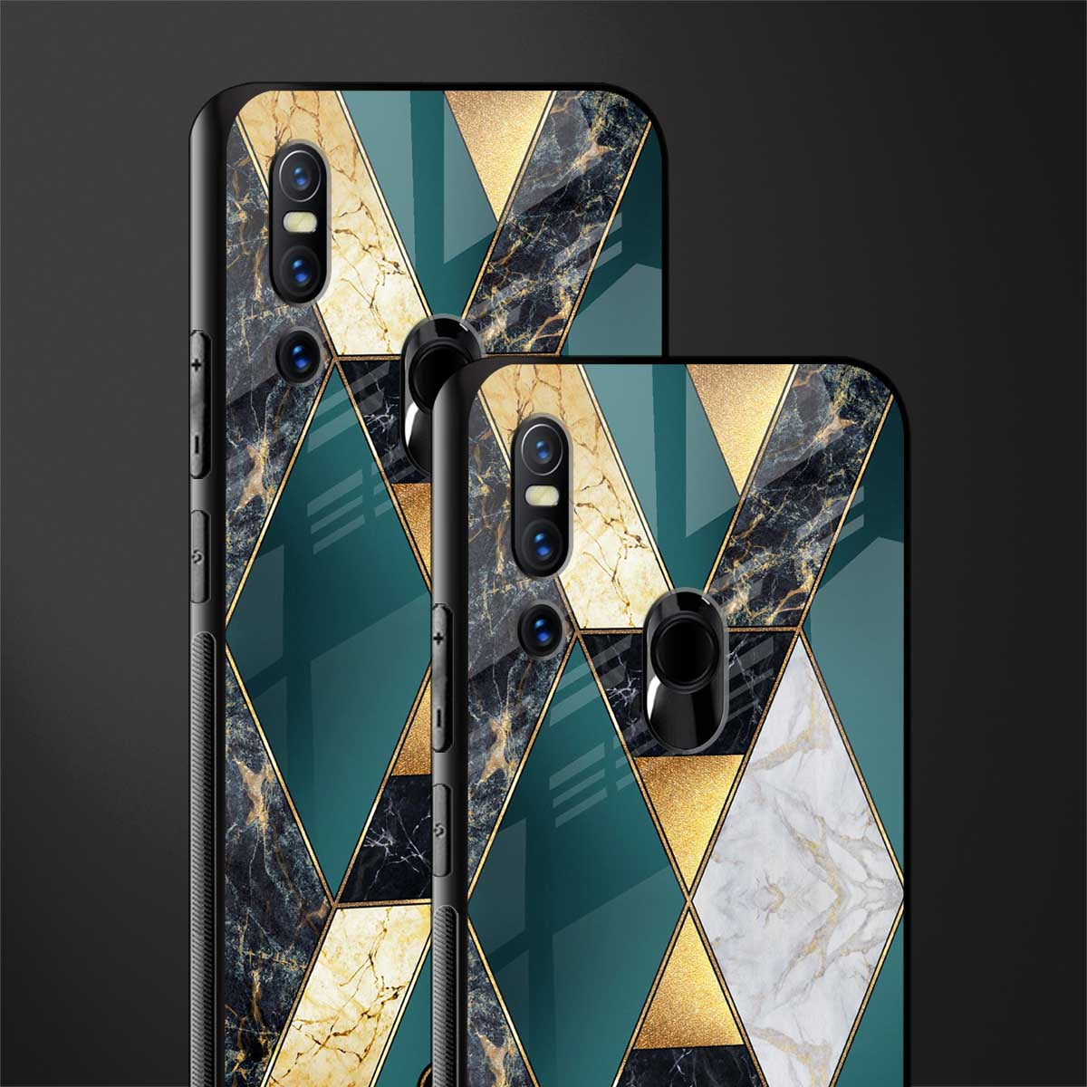 cadmium gold marble glass case for vivo v15 image-2