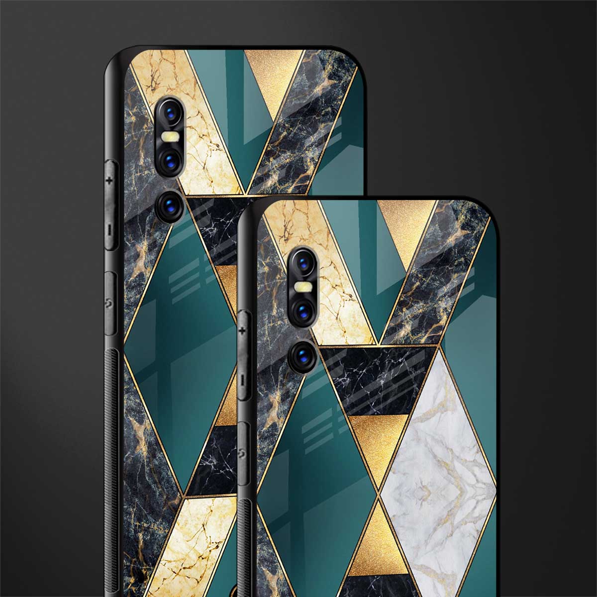 cadmium gold marble glass case for vivo v15 pro image-2