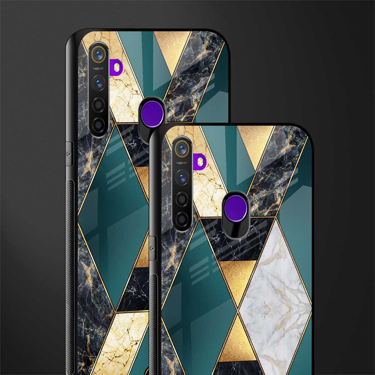 cadmium gold marble glass case for realme 5i image-2