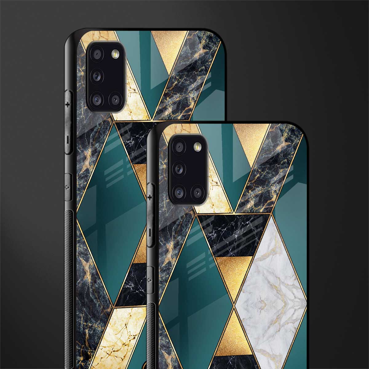 cadmium gold marble glass case for samsung galaxy a31 image-2