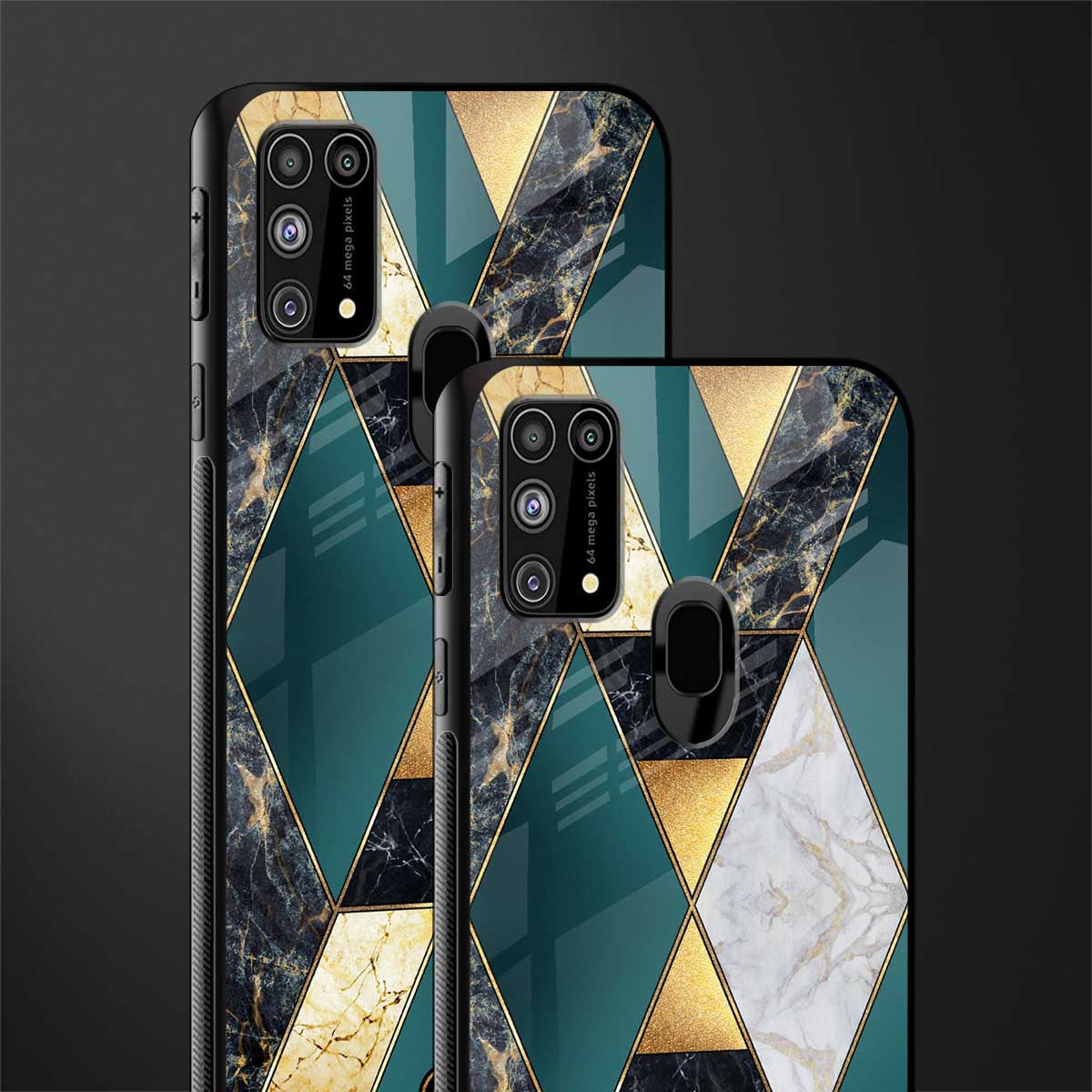 cadmium gold marble glass case for samsung galaxy m31 image-2
