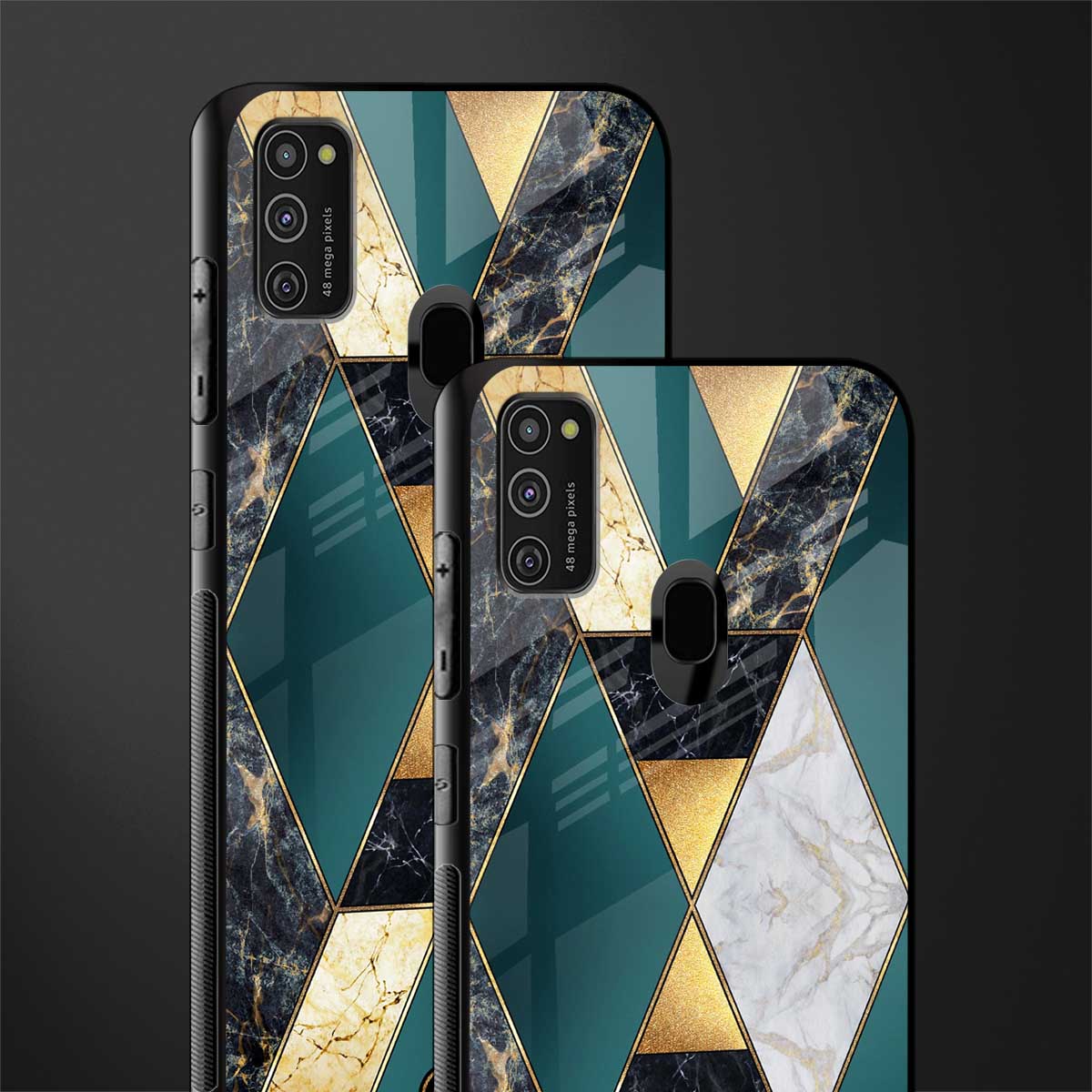 cadmium gold marble glass case for samsung galaxy m30s image-2