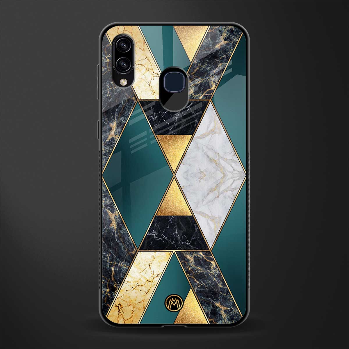 cadmium gold marble glass case for samsung galaxy a20 image