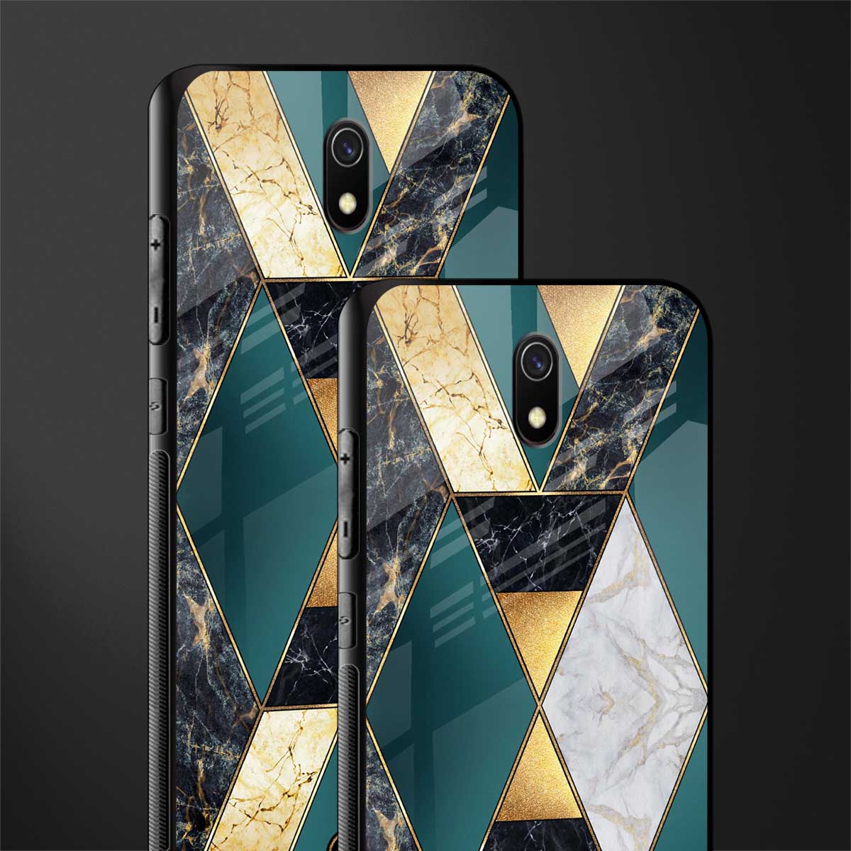 cadmium gold marble glass case for redmi 8a image-2